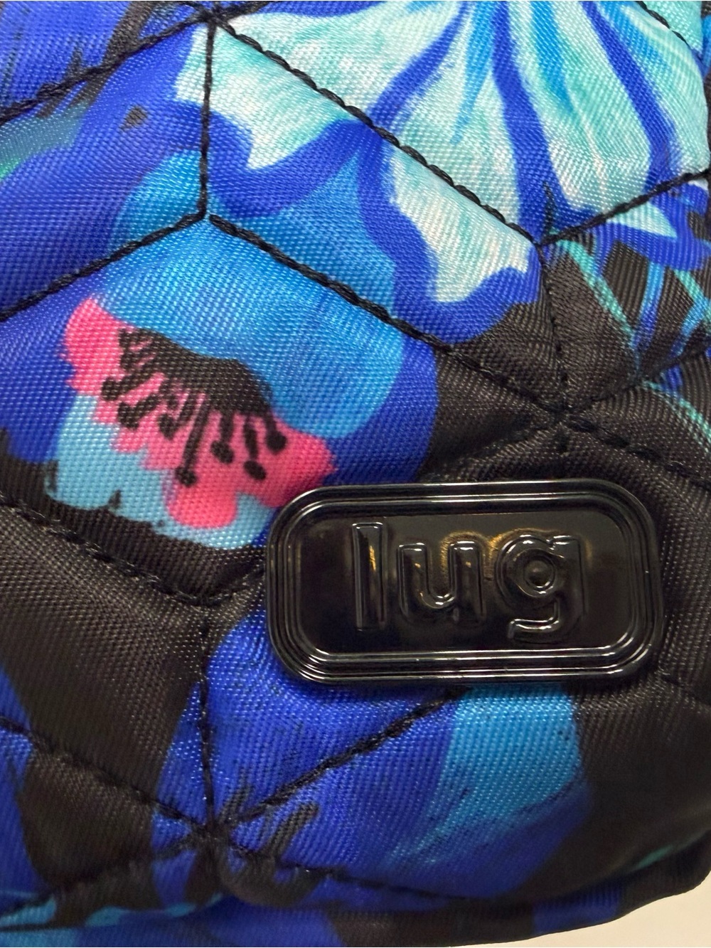 lug Quilted Floral Crossbody Bag in Black, Blue & Pink - Picture 2 of 9